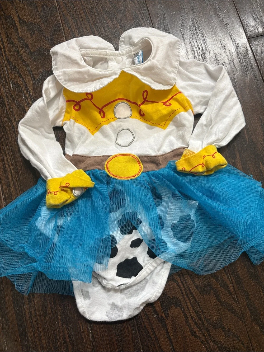 Girls Yellow & Blue Jessie  Cowgirl Tutu Costume Bodysuit
